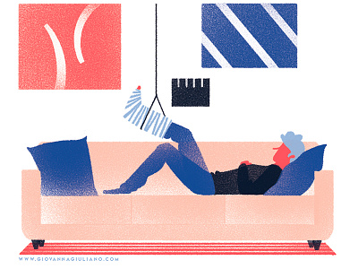 SO BORING ON THE SOFA boring boy giovanna giuliano illustration plaster cast relax social sofa