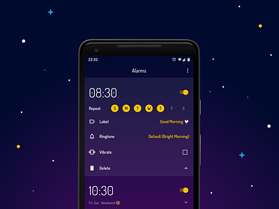 Wakey Alarm Clock - Main Alarms Screen alarm clock alarms android flat main screen material design minimalistic simple ui wakey