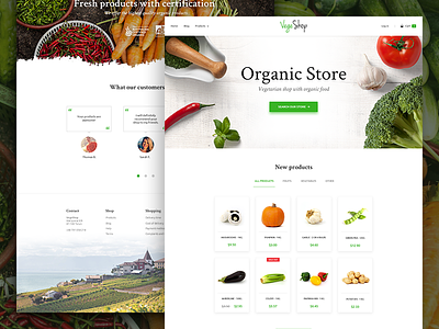 Vegetarian Shop - UI/UX Design e commerce food fruits home page organic store shop typography ui design ux vegetables website