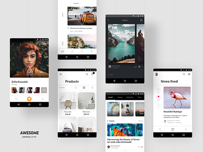 Awesome Android UI Kit I adobexd android android app app blog ecommerce figma gallery material material ui mobile mobile design newsfeed profile sketch templates travel ui kit ui8 vector