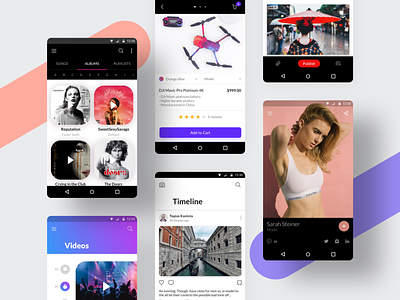 Awesome Android UI Kit III adobexd android android app blog ecommerce figma gallery material material ui mobile mobile app mobile design newsfeed profile sketch templates travel ui kit ui8 vector