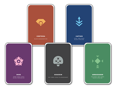 Coup Cards board game cards coup minimal playing cards redesign strategy vector