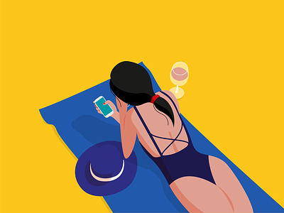 Social Media. beach cellphone gril illustration marketing marketing agency social media swimsuit