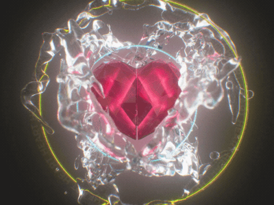 CRYSTAL HEART 3d adobe after effects animation cinema4d heart houdinifx liquid