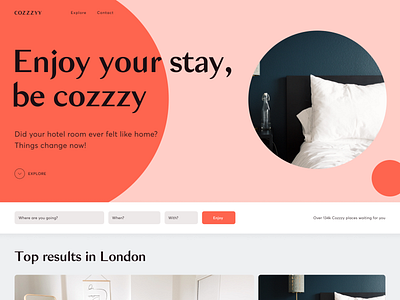 COZZZY Concept booking cozy grid hotel interface product design prototype travel trip ui ux web web design website