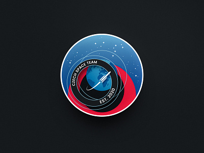 Czech Space Team Logo Badge art badge branding earth illustration logo logo design logotype rocket space spaceexploration stars vector