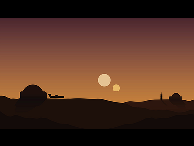 Tatooine flat illustration landscape movie planet starwars tatooine