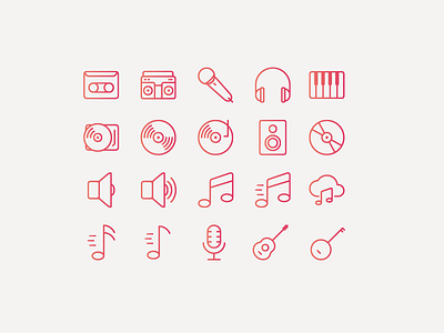 Music icons app design gradient icon icons minimal music ui ux vector