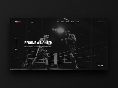 Boxing Club website concept black dark page design page simple web web design website