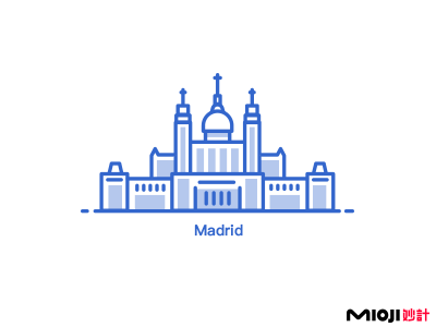Madrid design icon illustartion trip