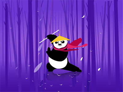 Kung Fu panda icon kung ui 意境 插图 树林 渐变 熊猫 状态 紫色 设计
