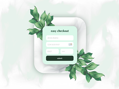 Daily UI Challenge Day 2: Credit Card Payment checkout credit card creditcard dailyui dailyui 002 floral granite green leaves mint sage