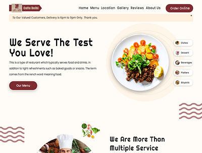 Modern Restaurant Website UI Design design graphic design illustration logo ui ux website