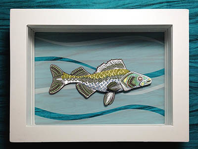 Fish cut paper fine art paper fish paper cut paper sculpture pike trout