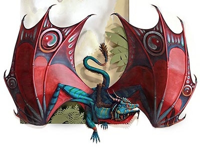 Into Being cut paper dragon fantasy gouache paper cutting watercolor