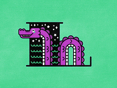 L - Loch Ness Monster 36 days of type 36daysoftype alphabet custom type design graphic design illustration l letter lettering lochness minimal monster mythical nessie type typography vector