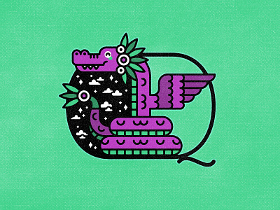 Q - Quetzalcoatl 36 days of type 36daysoftype alphabet aztec custom type design graphic design illustration letter lettering minimal mythical q quetzalcoatl snake type typography vector
