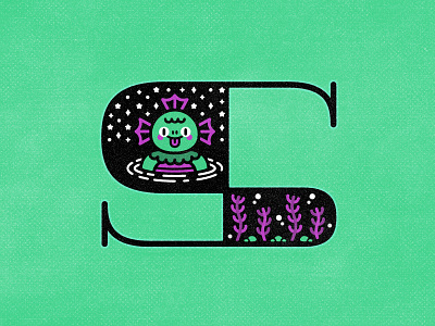 S - Swamp Creature 36 days of type 36daysoftype alphabet custom type design graphic design illustration letter lettering minimal mythical s swamp swamp creature type typography vector