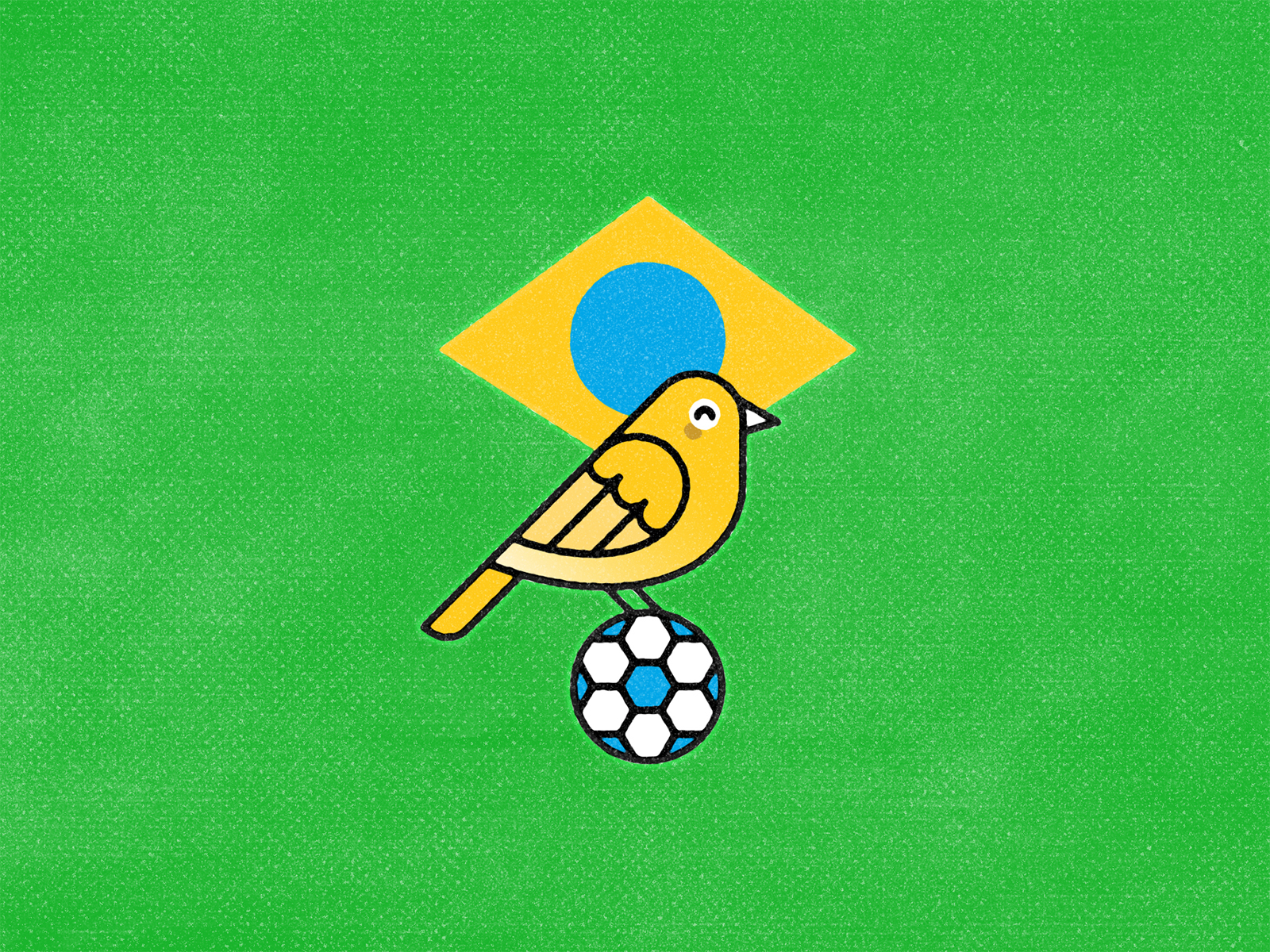 Brazil 2019 animal bird brazil canary copa america design flat football illustration minimal monoline soccer vector