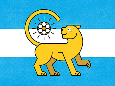 Argentina 2019 animal argentina copa america design flat football illustration minimal monoline panther puma soccer vector