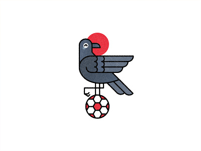 Japan 2019 animal bird copa america crow design flat football illustration minimal monoline raven soccer vector