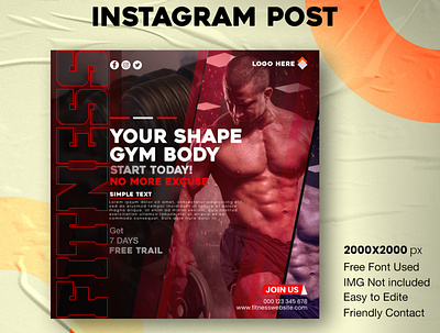 Fitness Social Media Post Template banner graphic design stories weight