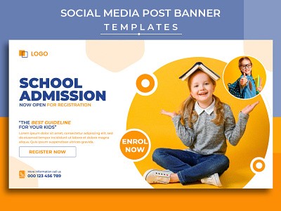 School Admission Post Template admission kids banner branding business post business template design graphic graphic design kids kids school play play online school school admission social media
