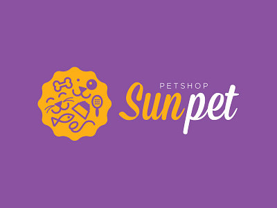 Sun pet - logo cat dog icons logo pet petshop sun