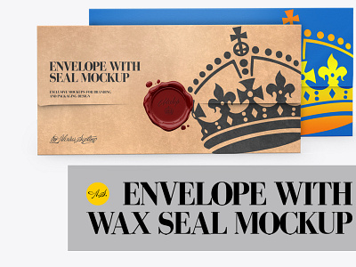 Envelope With Wax Seal Mockup PSD stamp