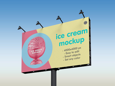 Ice Cream in a Bowl PSD Mockup to go