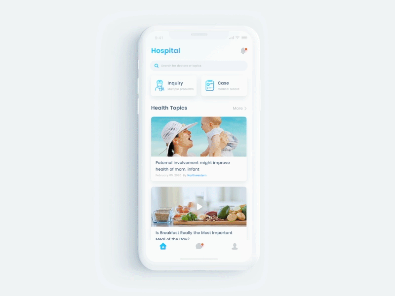 Motion of Medical App animation care doctor gif hospital medical mobile motion neumorphism patient ui ux