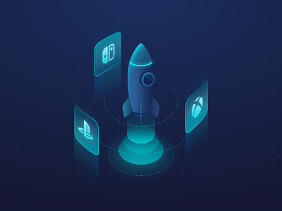 Boosting Console Games illustration rocket technology ui uu web