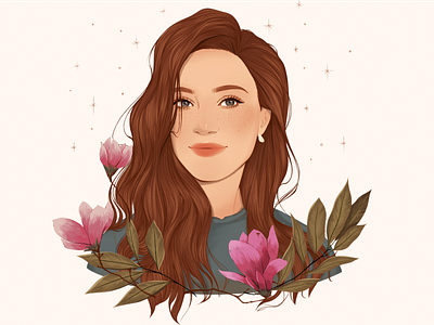 girl portrait art design face flower girl girls graphic design illustration leaves magnolia portrait social media