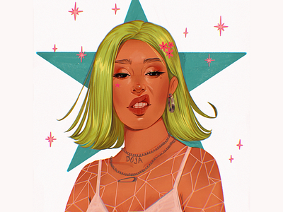 Doja Cat art branding design doja cat fashion girl graphic design illustration leaves make up portrait style