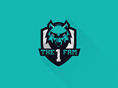 The1fam with shield // Mascot Logo Design direwolf esport logo mascot symbol teal wolf