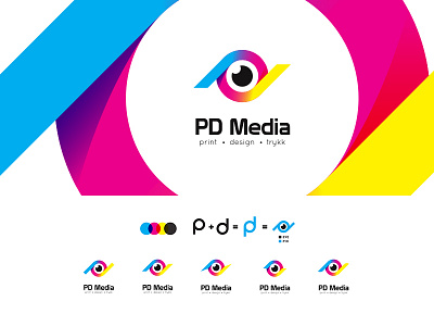 PD Media Logo Design cmyk colors d design eye gradients logo mark media p print symbol