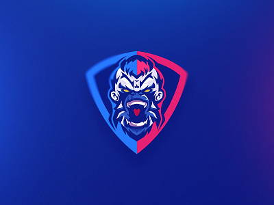 Monkey Sports Logo blue esports gorilla logo mascot monkey red shield sports symbol