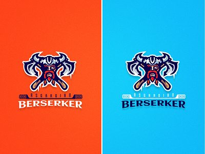 Asgardian Berserker Mascot Logo axes blue design dribbble dribbbler esport gaming illustration logo logodesinger mascot symbol viking