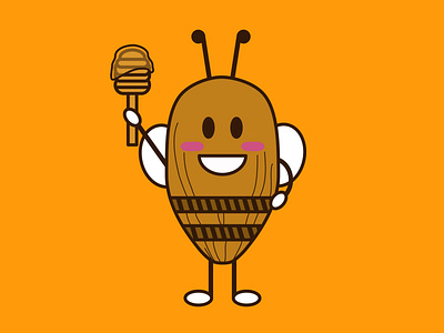 Almond bee branding design food illustration logo vector