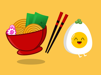 Ramen chapsticks cute design egg food illustration japanese logo ramen vector