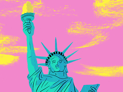 Statue of Liberty at Sunset illustration kevin whipple new york nyc statue of liberty