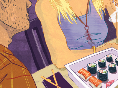 Sushi illustration people texture