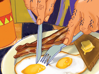 Breakfast food illustration people