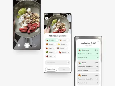 Food Tracking App | Camera app camera design food navigation tracking ui ux