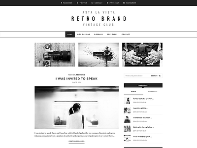 Black And White WordPress Blog Theme blog blog layout blog template blogs theme wordpress wordpress blog