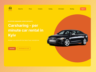 Design carsharing first page site branding carshering website design designer website illustration logo logo design rent car