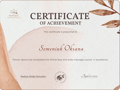 Certificate design for massage school certificate for massage design graphic design logo typography