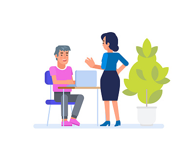 Discussing the project character flat illustration vector