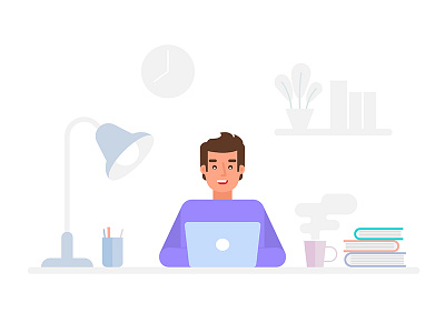 Programmer at work art artwork flat illustration programmer vector work