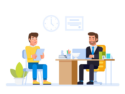 HR manager meeting job applicant art artwork design flat hr illustration job manager office vector